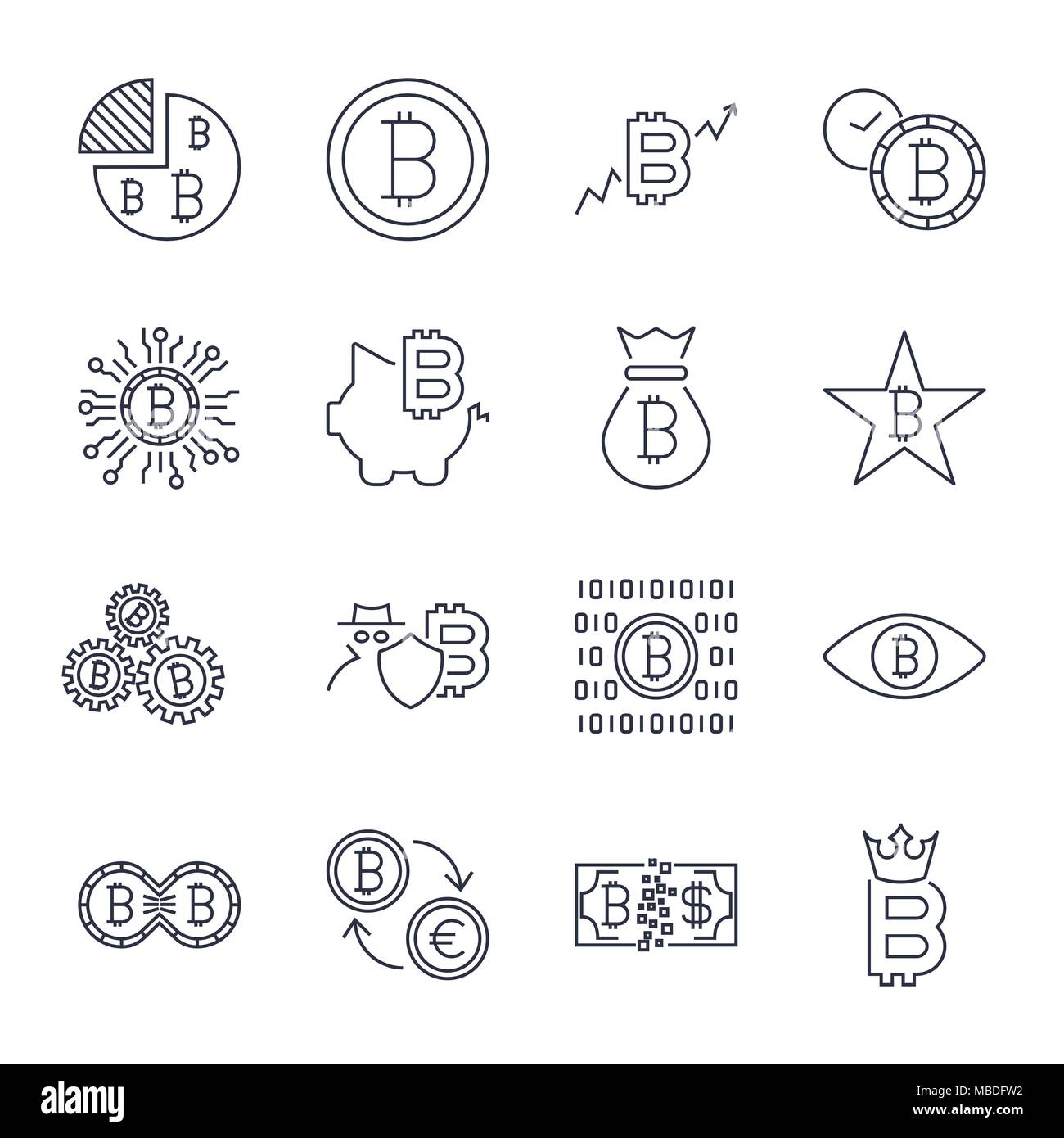 Bitcoin Symbole für Internet Geld crypto Währungssymbol und Münze Bild für die Verwendung im Web. Editierbare Anschlag Stock Vektor