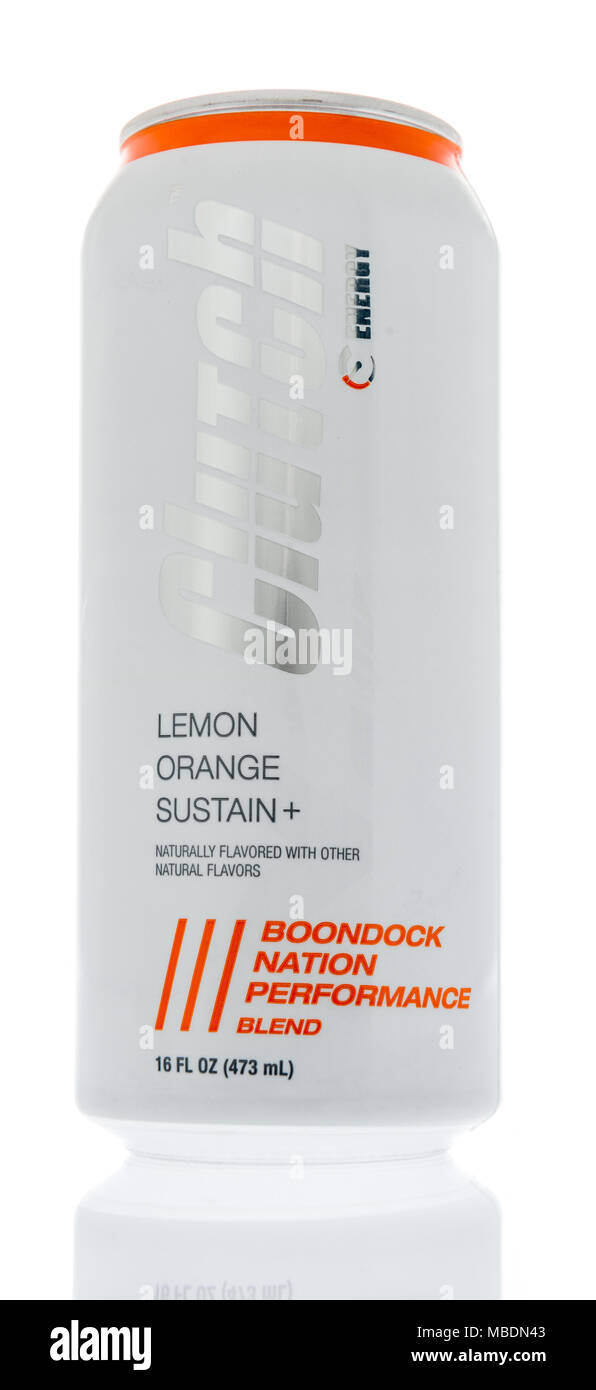 Winneconne, WI - 6. April 2018: EIN kann der Kupplung energy drink von boondock Nation performace Marke auf einem isolierten Hintergrund. Stockfoto
