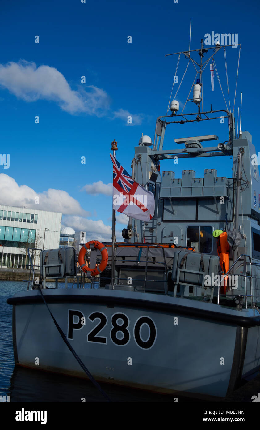 Royal Navy HMS Dasher P 2000 P280 liegt in Caen Stockfoto