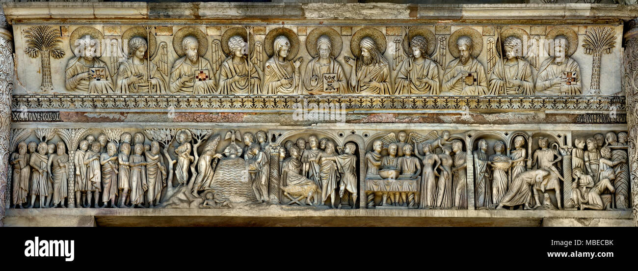 Die Pisa Baptisterium von St. John - Battistero di San Giovanni 1152 (durch Diotisalvi ausgelegt), Italien, Italienisch. Stockfoto