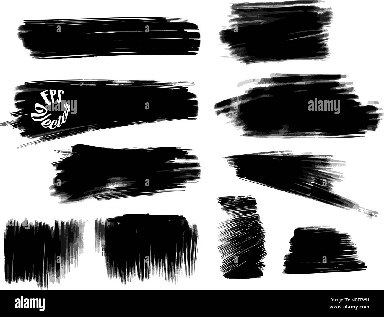 Verschiedene bemalte grunge Anschläge. Set aus schwarz lackiertem Anschläge. Wunderschöne handgezeichnete Vektor Zeichnung. Verwendbar für Website, Social Media und Print Dekoration Stock Vektor