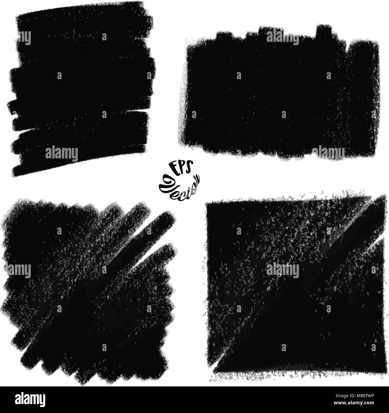 Vier Holzkohle gemalten Hintergründen. Set aus schwarz lackiertem Anschläge. Wunderschöne handgezeichnete Vektor Zeichnung. Verwendbar für Website, Social Media und Print Dekor Stock Vektor