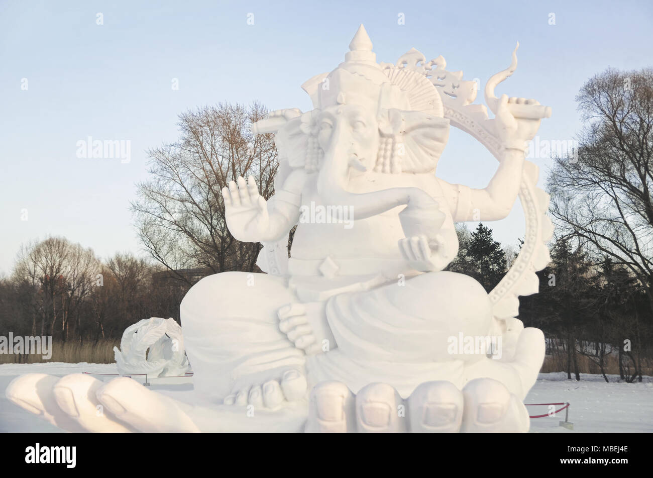 Ganesha Gott Schnee Skulptur im Sun Island Scenic Area Stockfoto