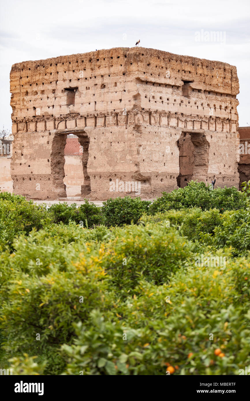El-Badi-Palast ist ein zerstörten Palast in Marrakesch, Marokko Stockfoto