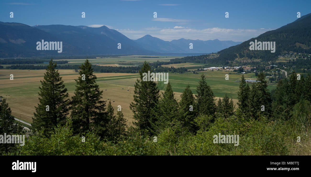 Malerischer Blick auf Feld, Creston, British Columbia, Kanada Stockfoto