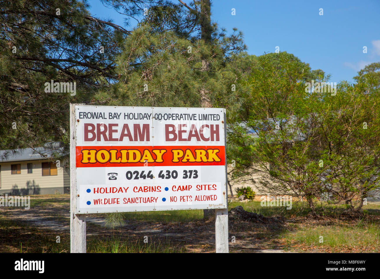 Bream Strand in Jervis Bay und seine Holiday Park bleiben, New South Wales, Australien Stockfoto