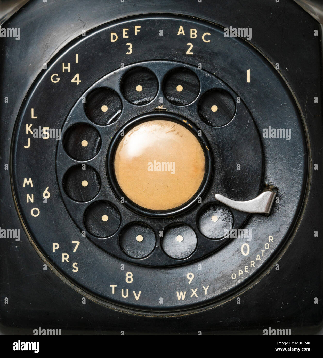 Nahaufnahme einer retro Rotary Telefon wählen Stockfoto