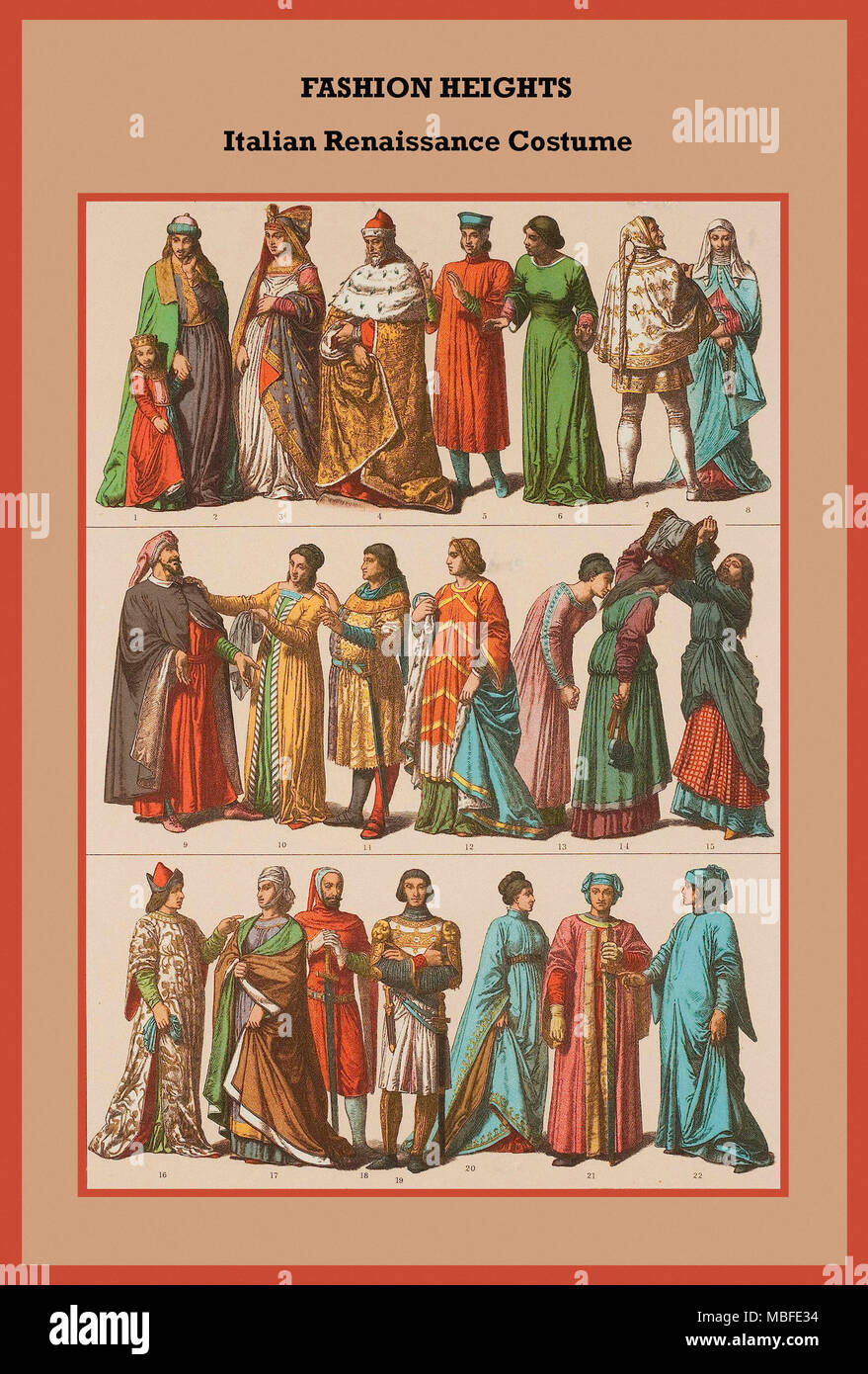 Mode Höhen der italienischen Renaissance Kostüm Stockfoto