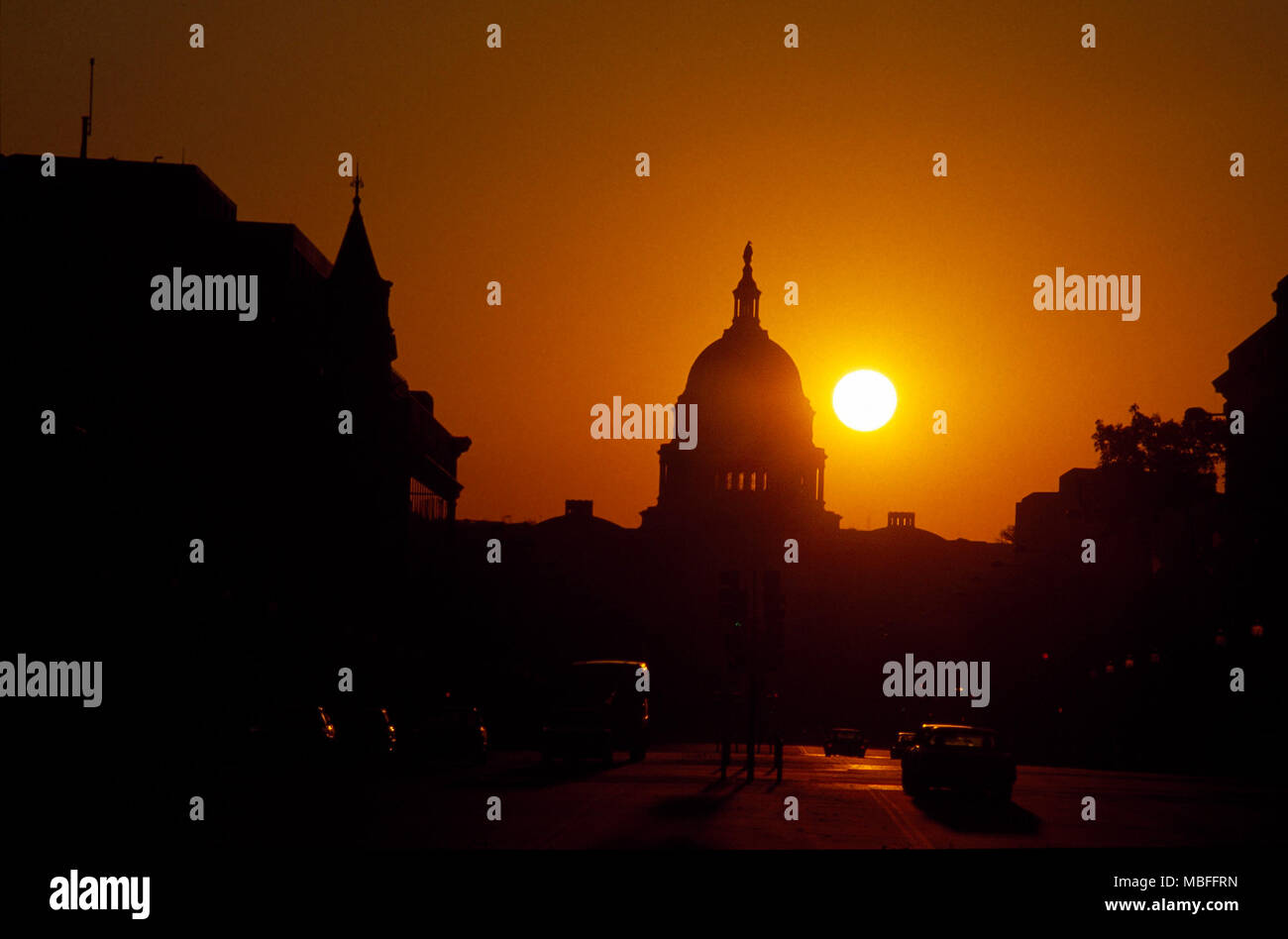 United States Capitol bei Sonnenuntergang Stockfoto