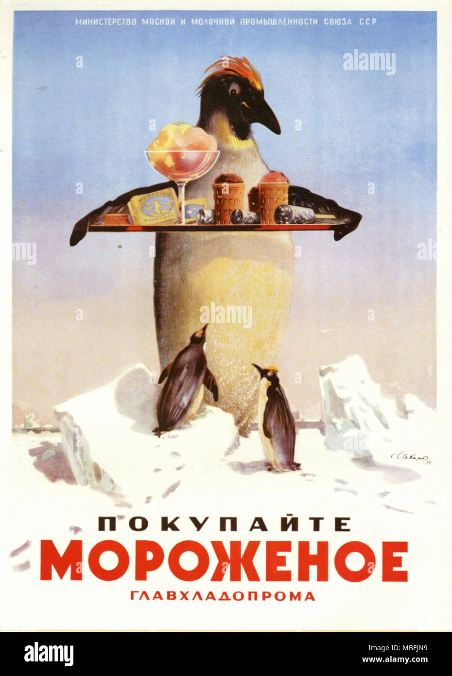 Mit Pinguin Eis von der Molkerei Ministerium Stockfoto