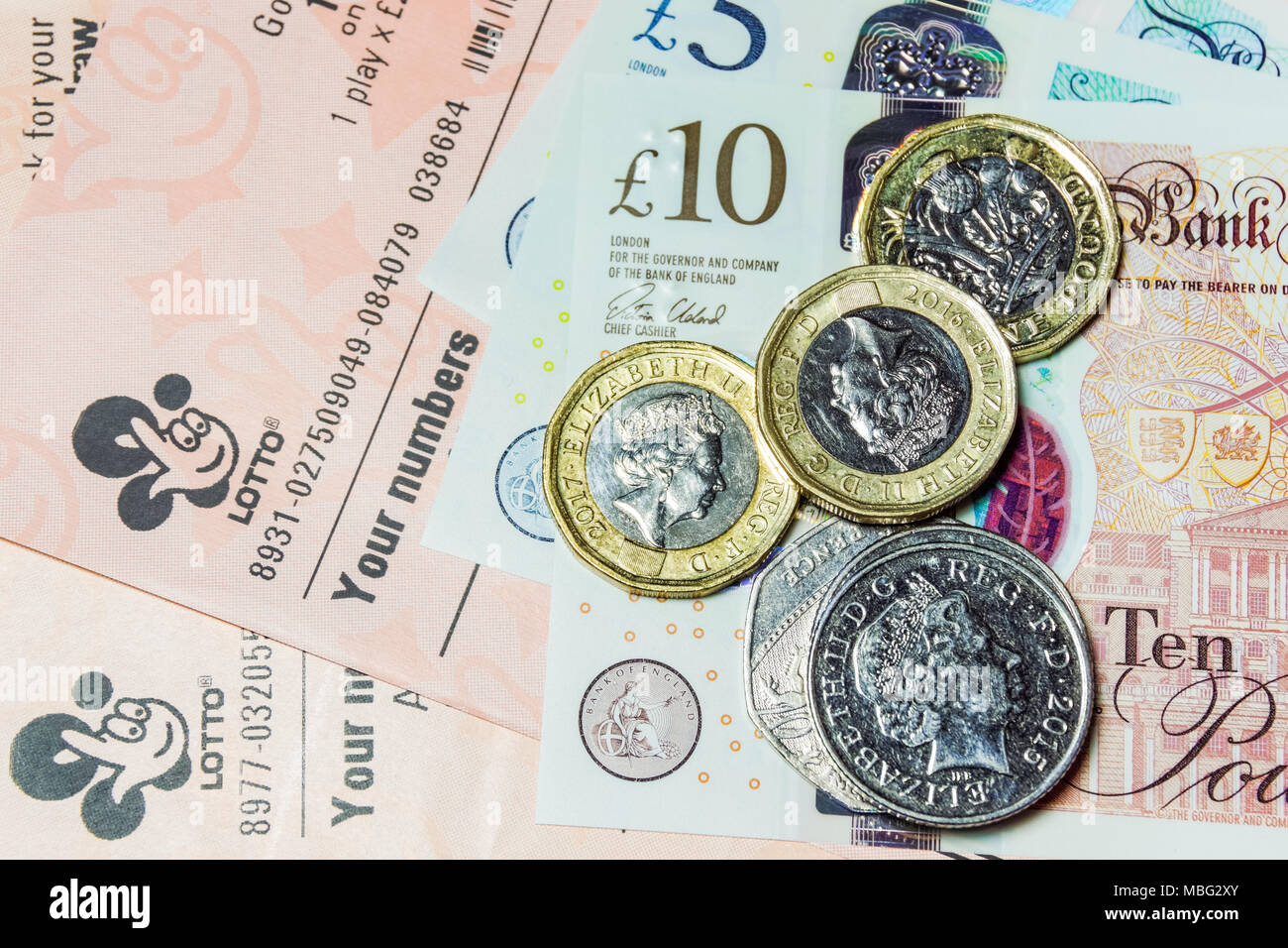 National Lottery Lotto Tickets Stockfoto