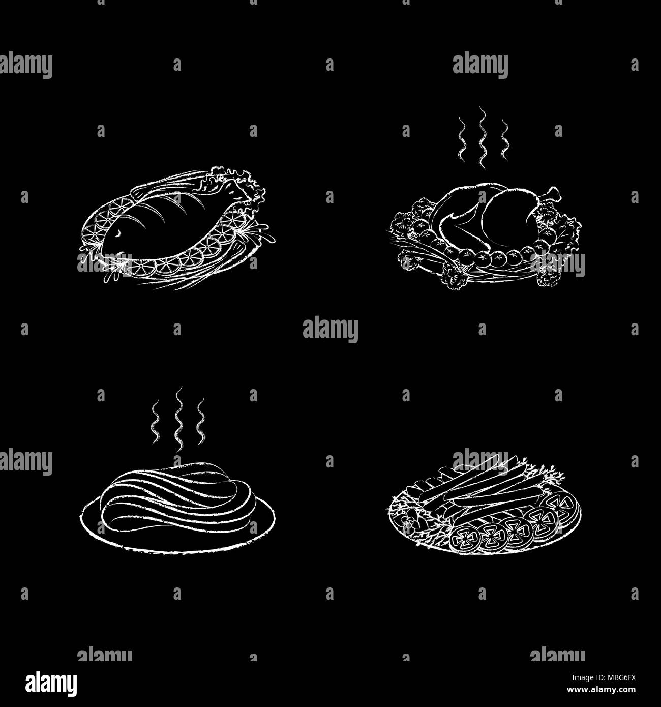 Fleisch- und Fischgerichte Stock Vektor