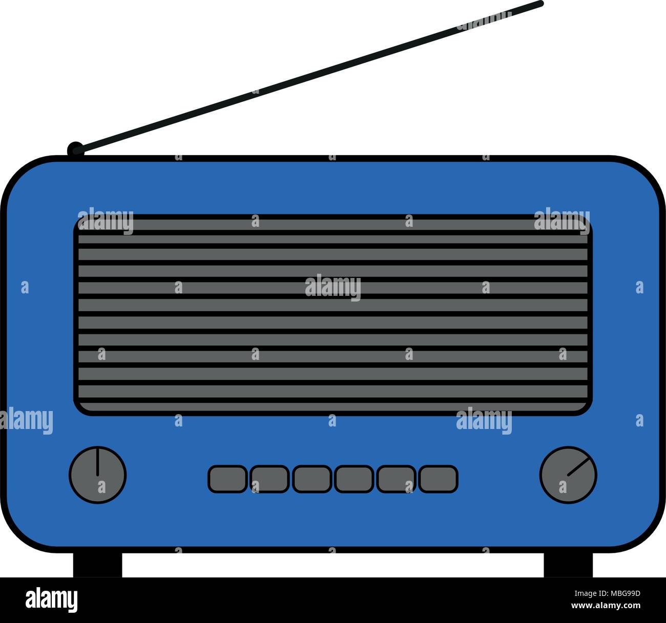 Alte und retro style Radio. Flat Style vektor Zeichnung. Blue Radio Symbol und das Symbol. Vektor Umrissen zeichnen. Stock Vektor