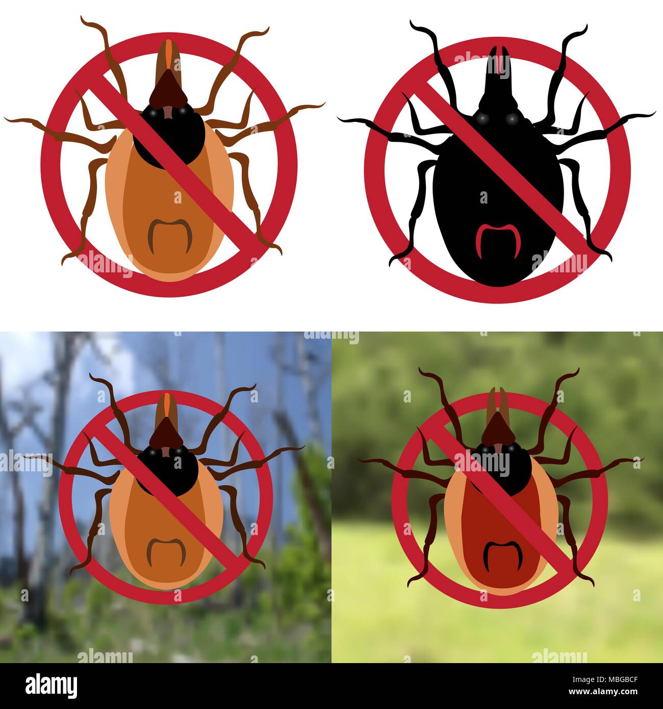 Vier Warnzeichen. Ernte Bug auf einen weißen Hintergrund und auf Fotos. Abbildung Stock Vektor