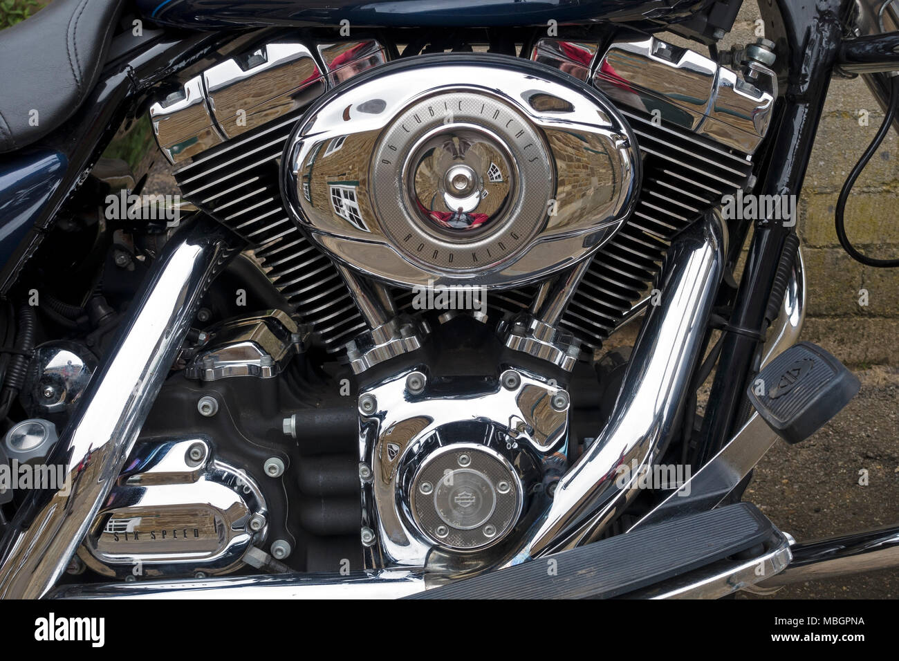 Harley Davidson 96 Zoll kubische Motorrad Twin Cam V-Twin Road King Motor Stockfoto