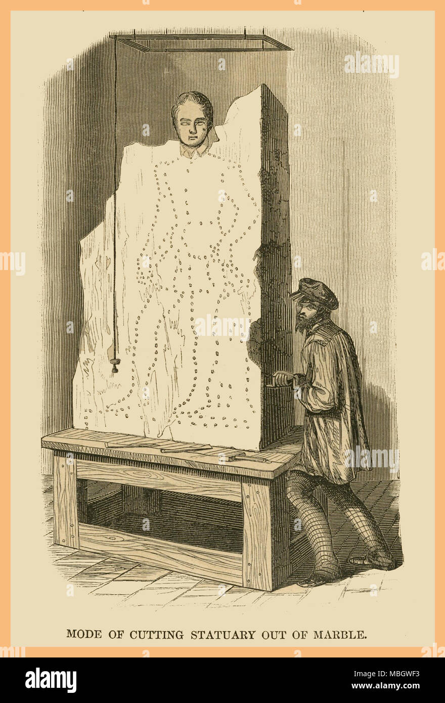 Modus der Schneiden Statuen aus Marmor Stockfoto