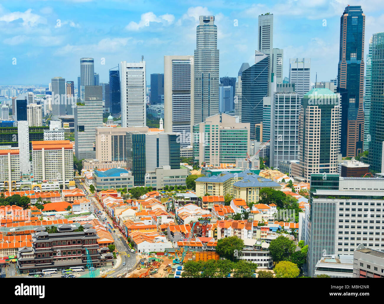 Skyline von Chinatown und Downotwn von Singapur in der Tageszeit Stockfoto