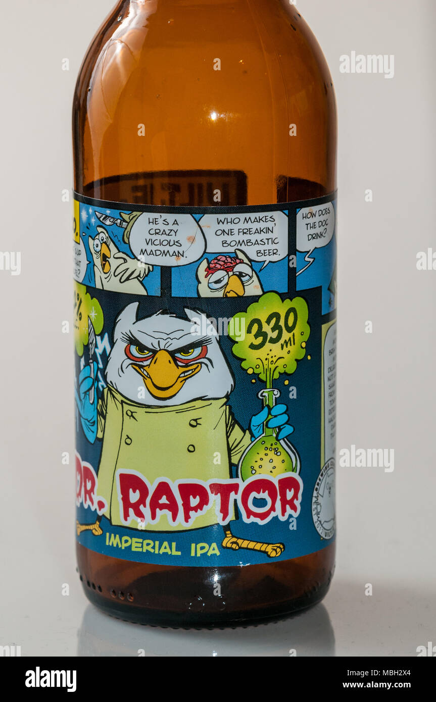 Bier Glas Flasche, Imperial IPA, Dr. Raptor, Uiltje Brewing Co. Stockfoto