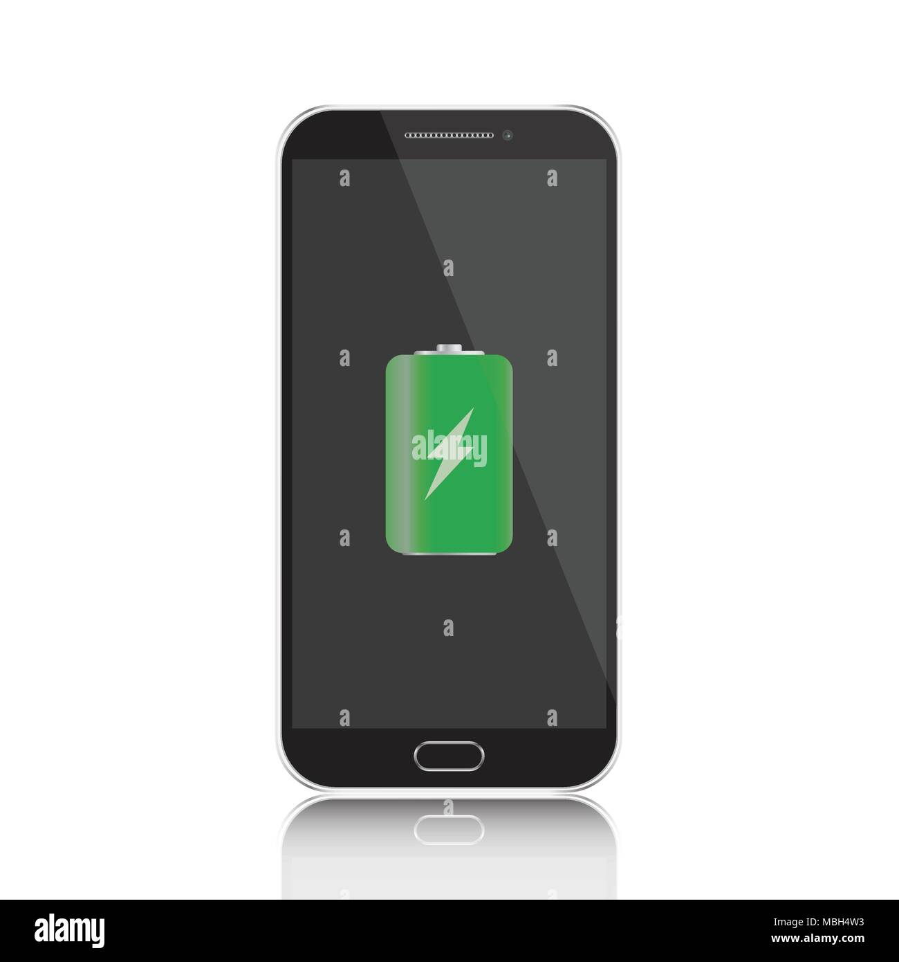 BlackBerry-Smartphone mit Grünen voll aufgeladener Akku: Dieses Symbol. Realistische Vector Illustration Stock Vektor