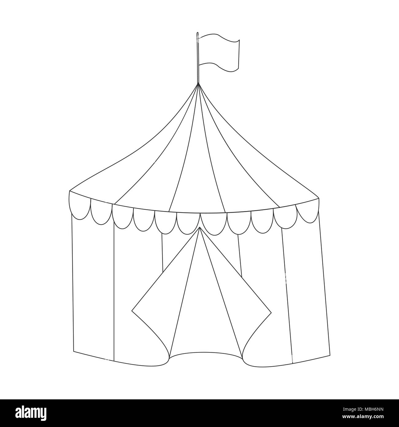 Gestreifte vektor Zirkus Eingang zelt Umrisse doodle Stil Stock Vektor