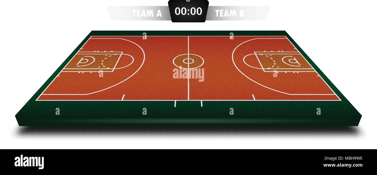 Realistische Denim Textur von Basketball Feld 3d mit score board für Element Vector Illustration Design Konzept Stock Vektor