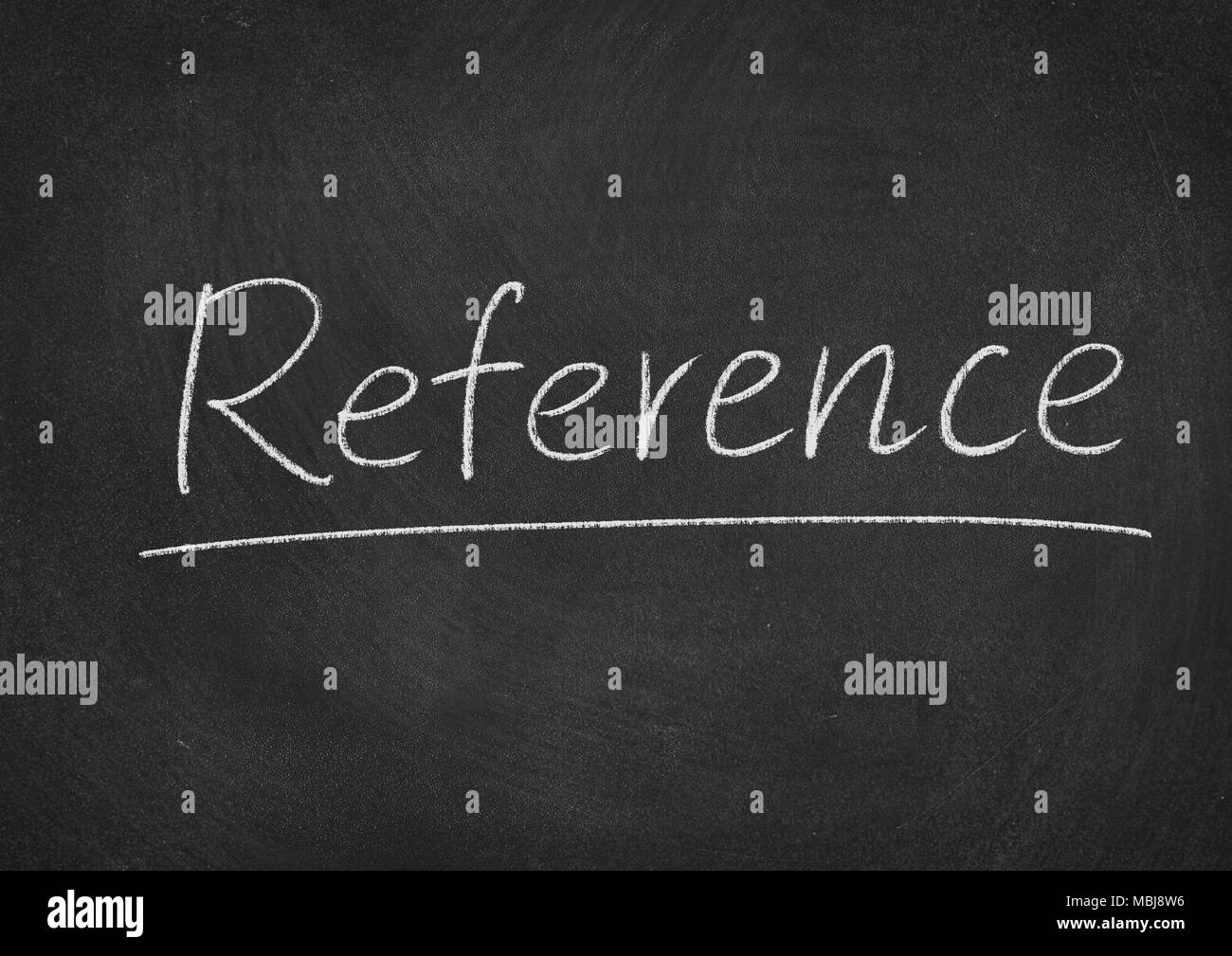 Referenz Konzept Wort auf einer Tafel Hintergrund Stockfoto
