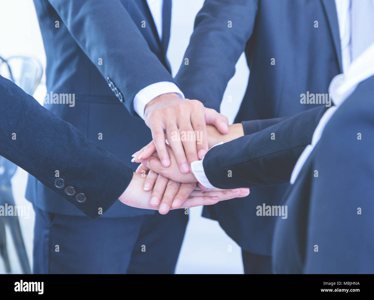 Nahaufnahme der Hand Gruppe, Konzept Business Teamarbeit Erfolg Stockfoto