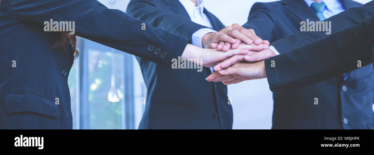 Nahaufnahme der Hand Gruppe, Konzept Business Teamarbeit Erfolg Stockfoto