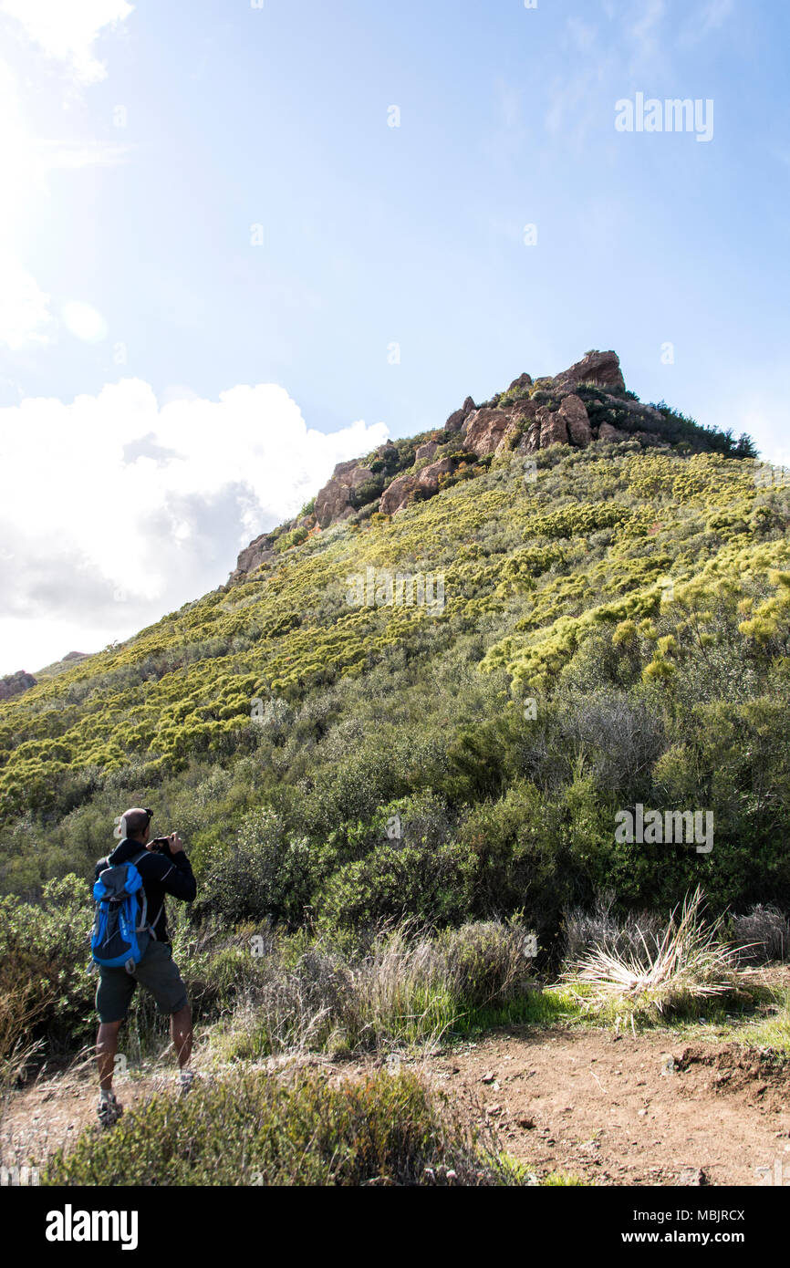 Wandern und Camping in den Santa Monica Mountains in Kalifornien, USA Stockfoto