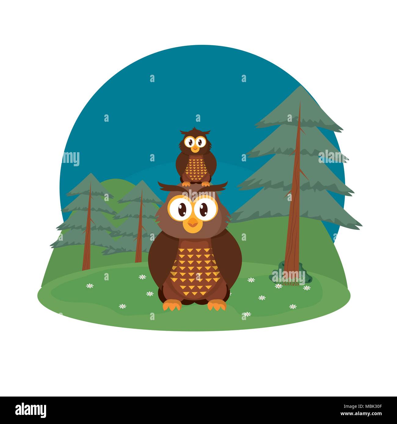 Eulen niedliche Tiere cartoons Stock Vektor