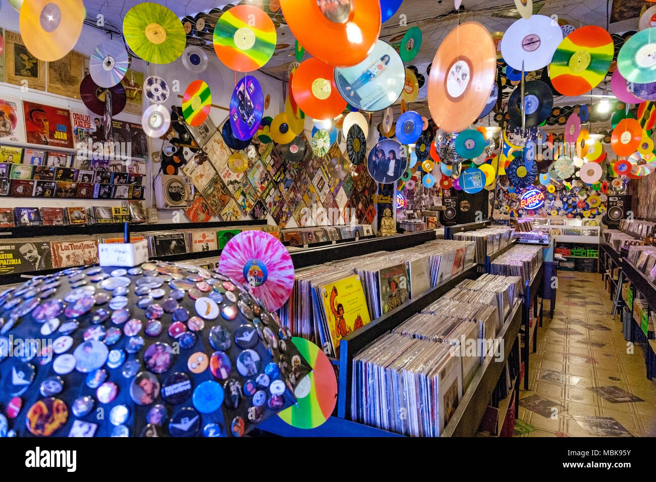 Schallplatten shop in San Telmo. San Telmo, Buenos Aires, Argentinien. Stockfoto