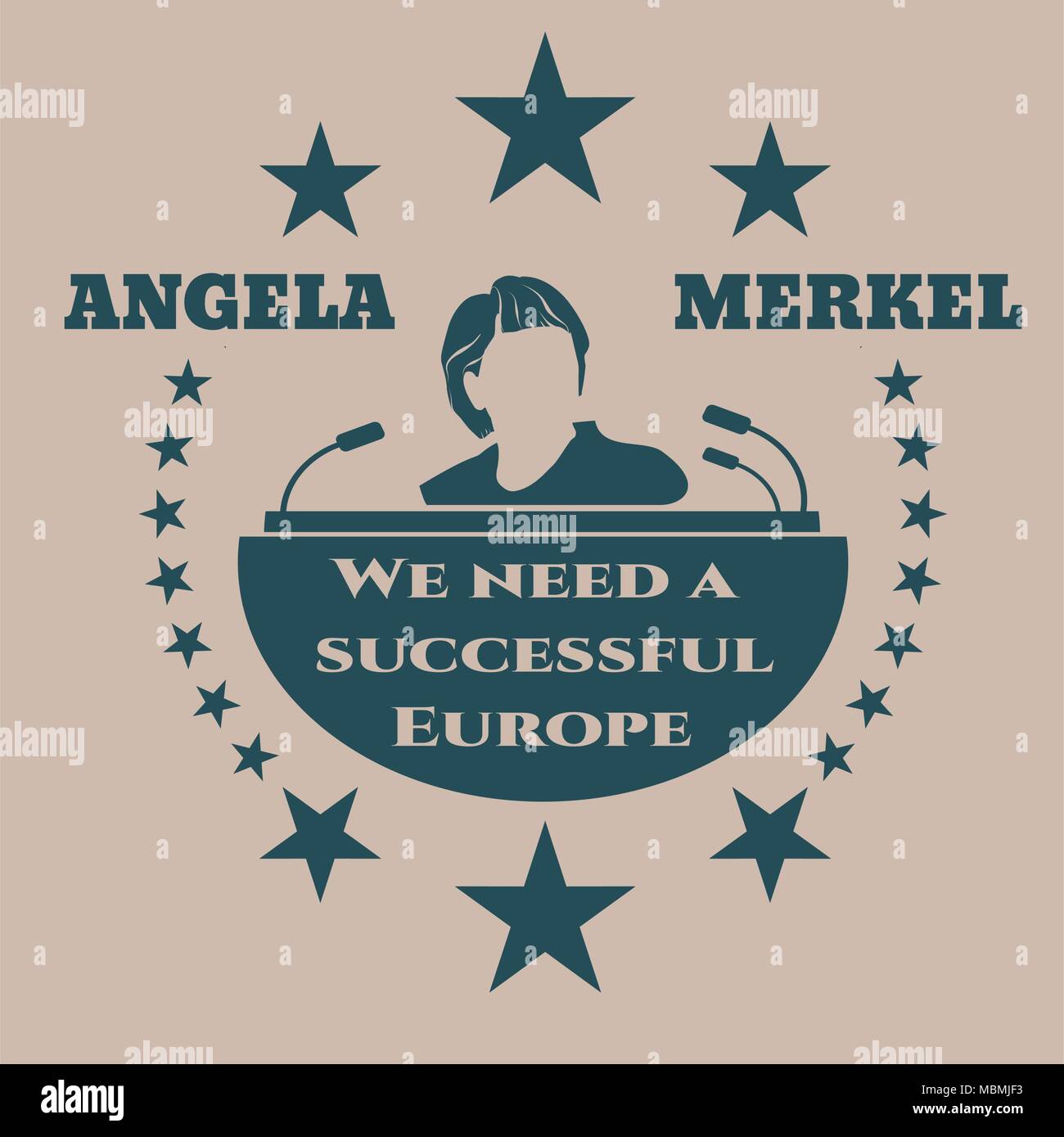 Abbildung: ein Porträt der deutschen Bundeskanzlerin Angela Merkel Stock Vektor
