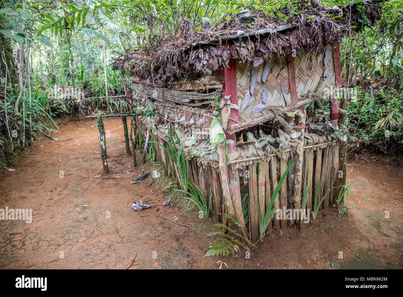 Ein Huli traditionelle temporäre Grab, Tari Tal, Papua-Neuguinea Stockfoto