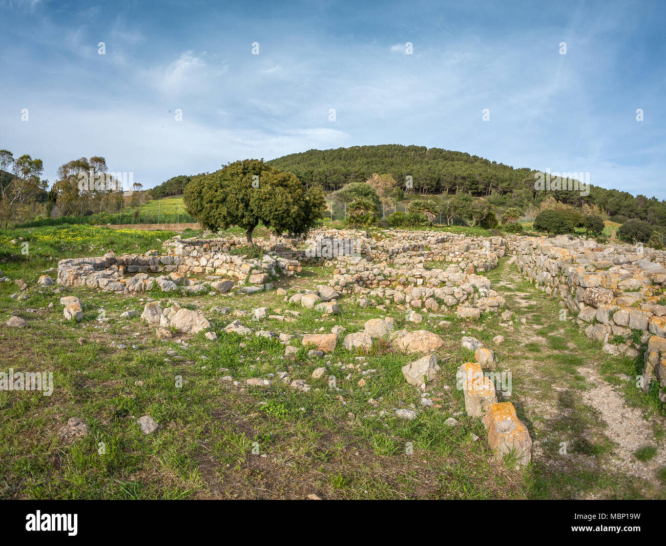 Ein Blick auf die Nuragische Komplex von Palmavera Stockfoto