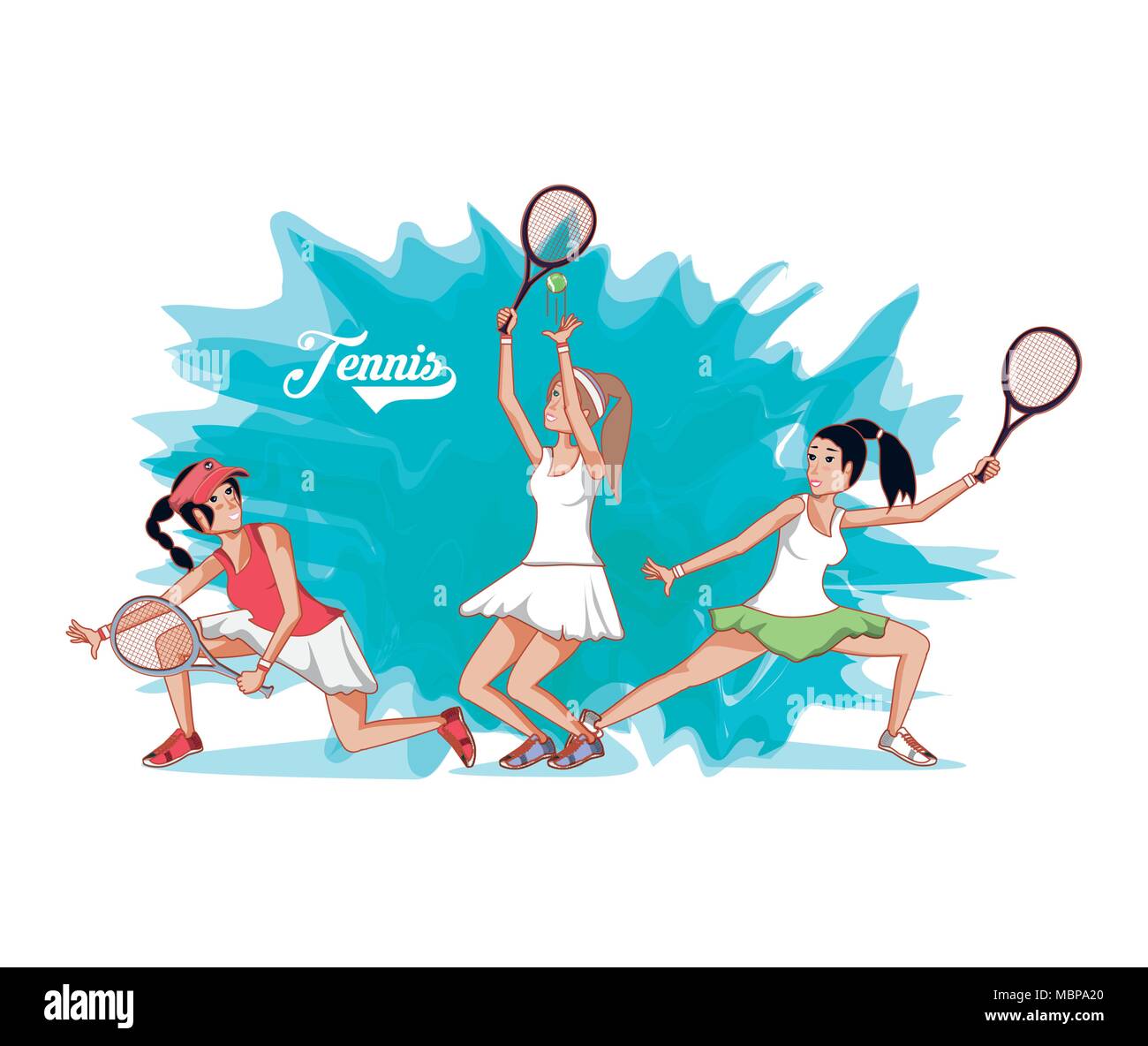 Gruppe von Frauen Spieler Tennis Vector Illustration Design Stock Vektor