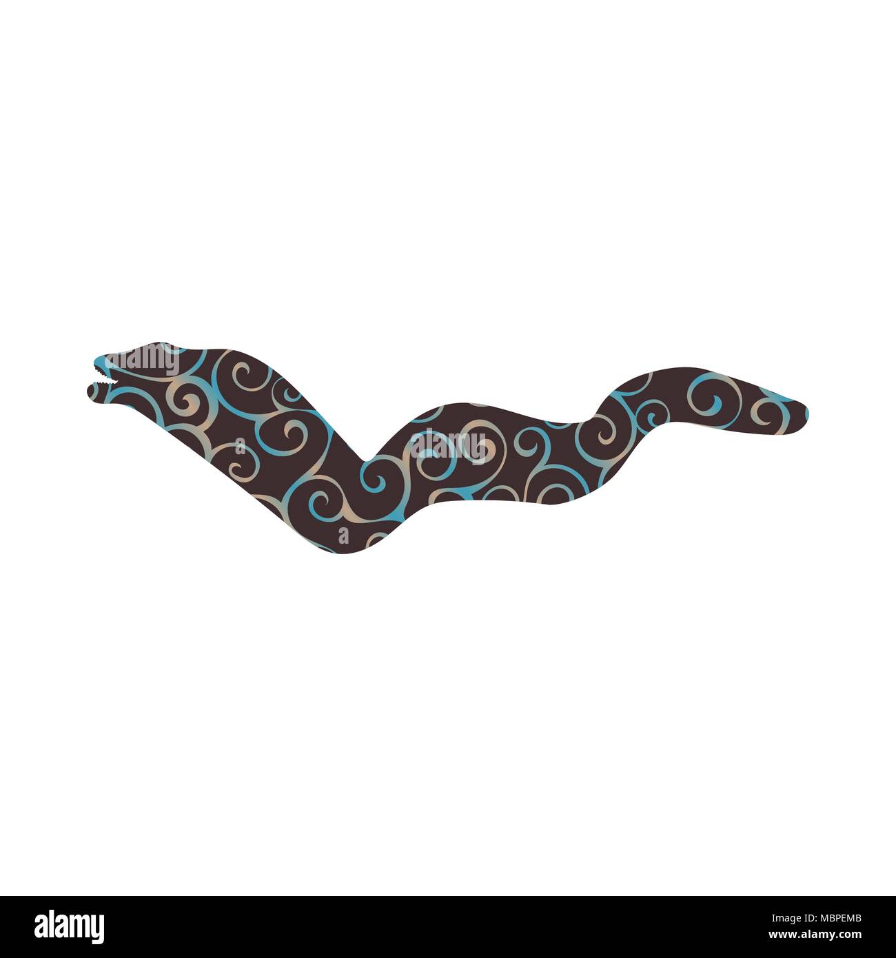 Moray spiralförmige Muster Farbe silhouette Aquatic Animal. Vektor Illustrator. Stock Vektor