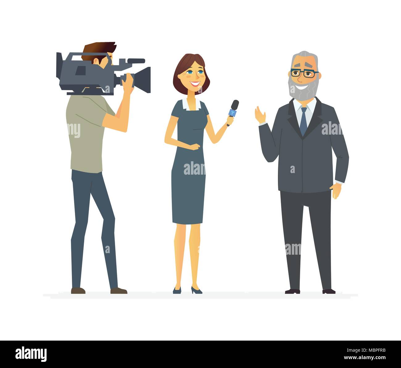 Die TV-Moderatorin in einem Interview - cartoon Menschen Charakter isoliert Abbildung Stock Vektor
