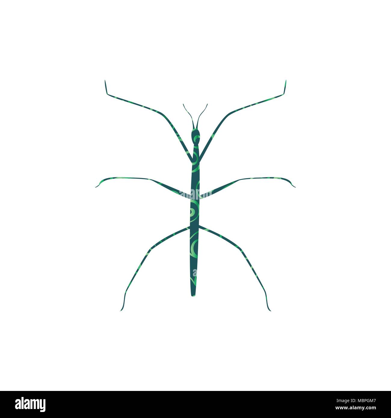 Insekt spiralförmige Muster Farbe silhouette Tier haften. Vektor Illustrator. Stock Vektor