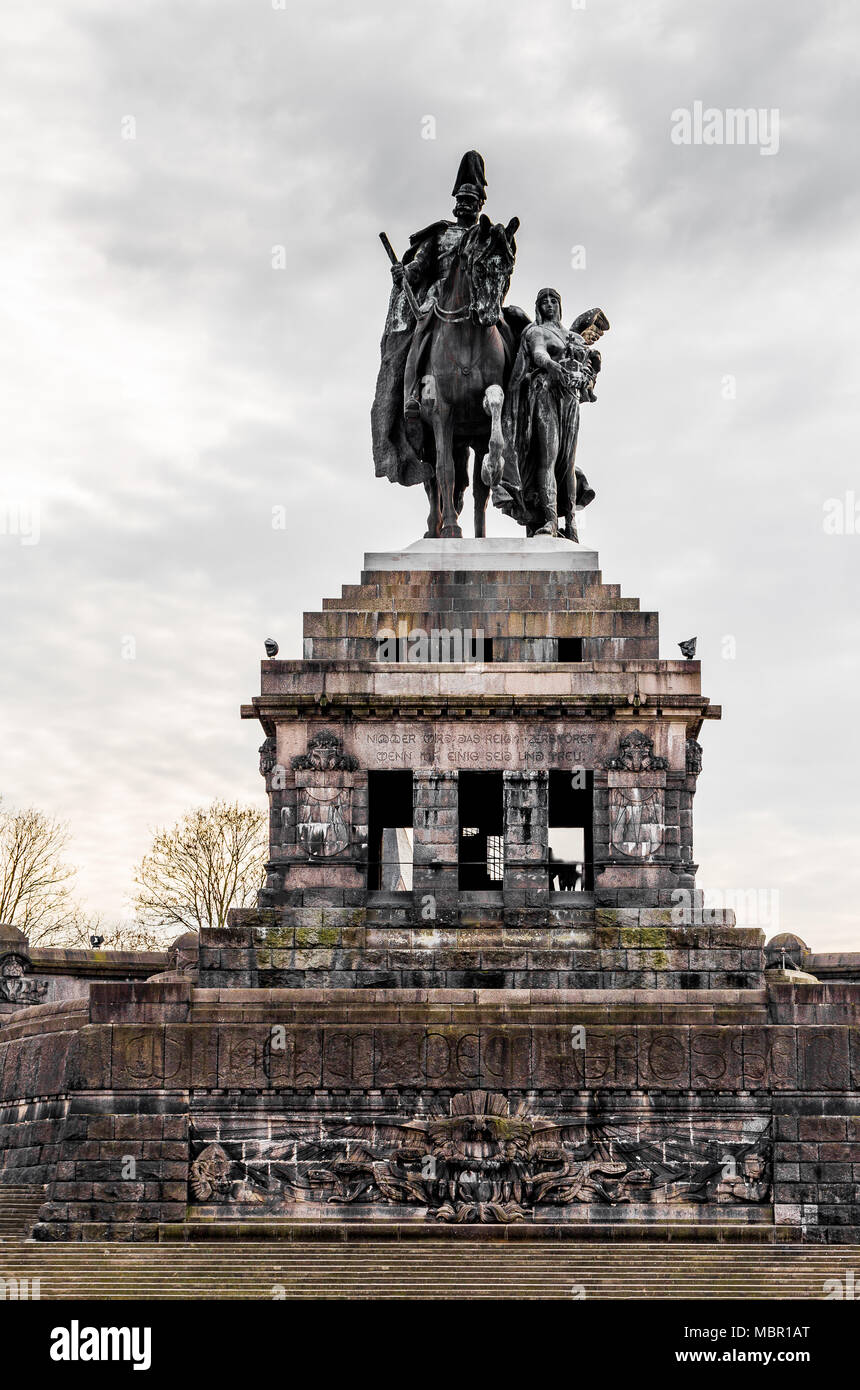 Kaiser Wilhelm Memorial Deutsches Eck in Koblenz Rheinland-Pfalz Deutschland. Stockfoto