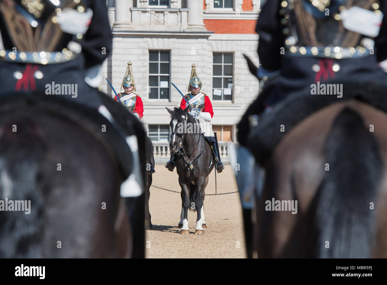 Household Cavalry. Die Wachablösung am Horse Guards Parade, London, UK Stockfoto