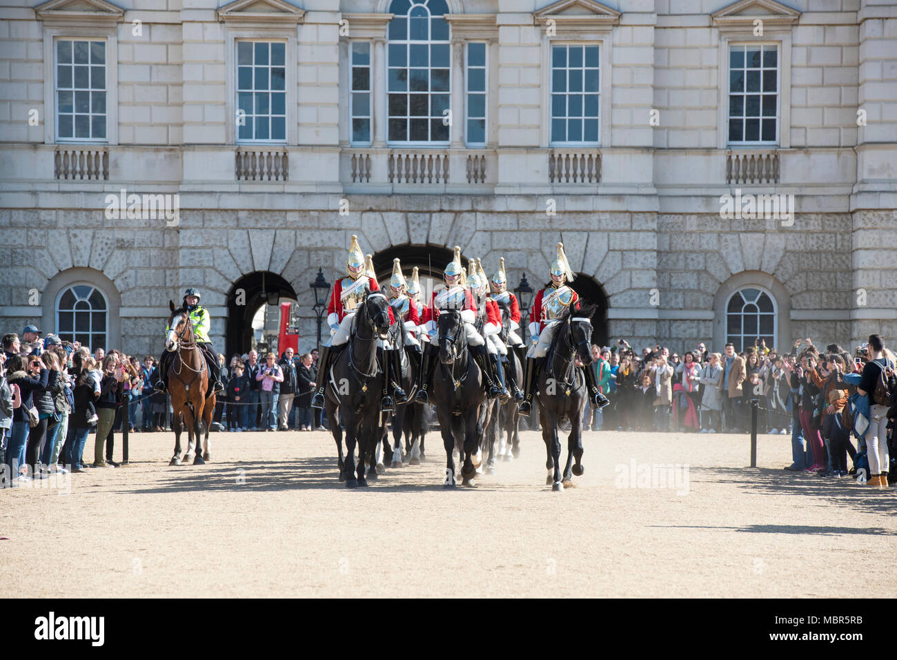 Household Cavalry. Die Wachablösung am Horse Guards Parade, London, UK Stockfoto