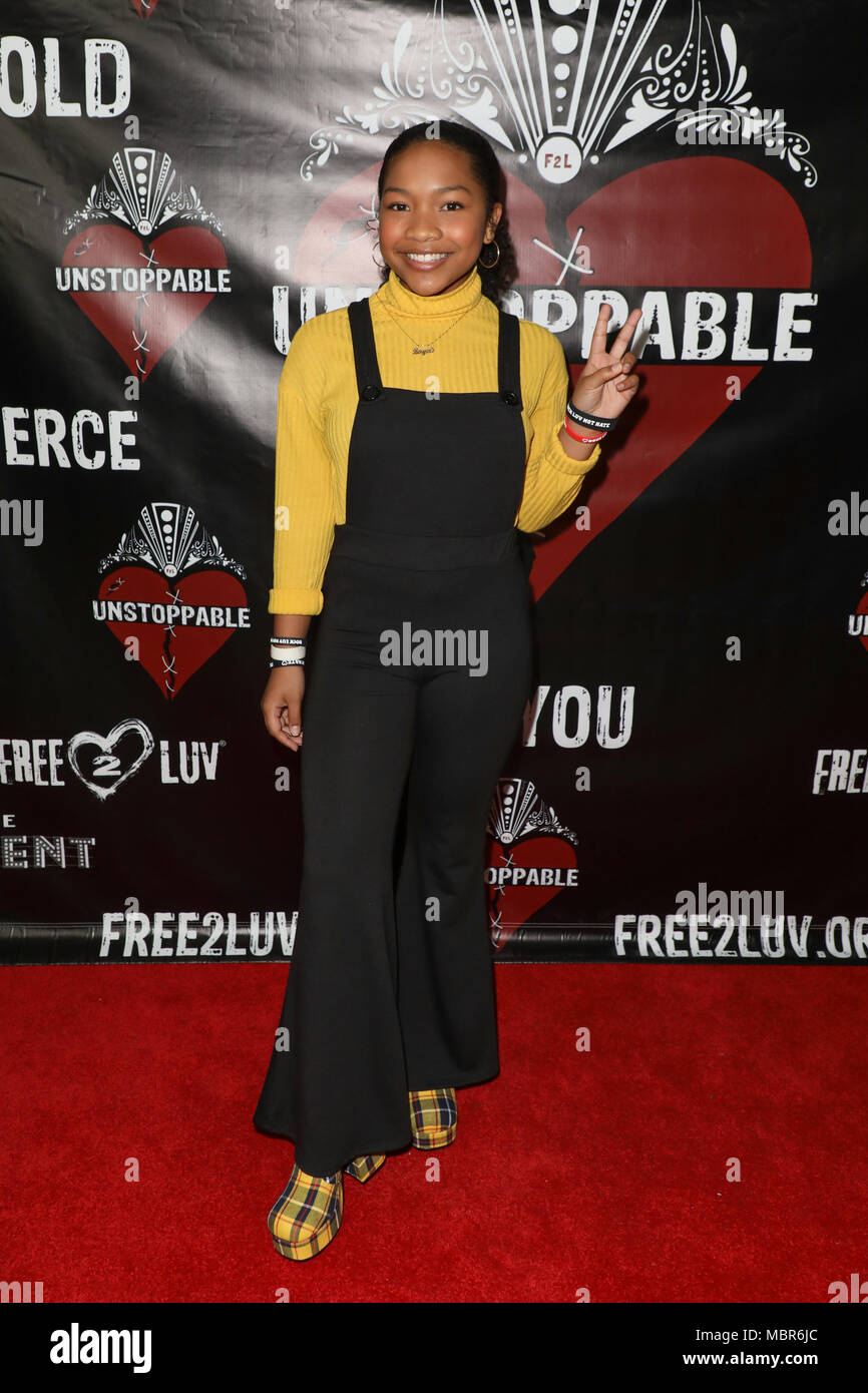 "Unstoppable" Geldbeschaffer Ereignis für Free2Luv, im Regent Theater DTLA in Los Angeles, Kalifornien statt. Mit: Laya DeLeon Hayes Wo: Los Angeles, Kalifornien, Vereinigte Staaten, wenn: 10 Mar 2018 Credit: Sheri Determan/WENN.com Stockfoto