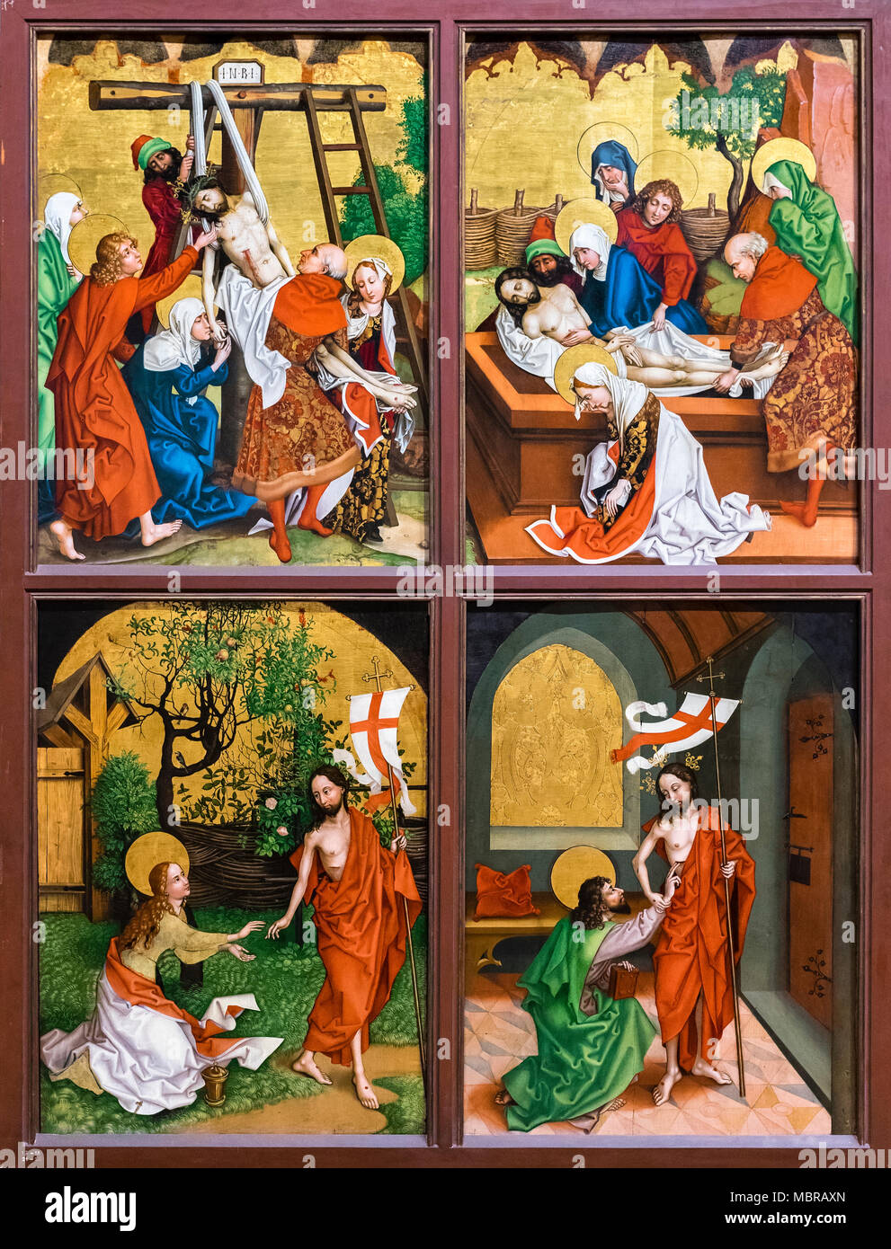 Zyklus von Gemälden Passion Christi, Altargemälde des Dominicains, C. 1480, Dominikanische Altar, Martin Schongauer, Museum Unterlinden Stockfoto
