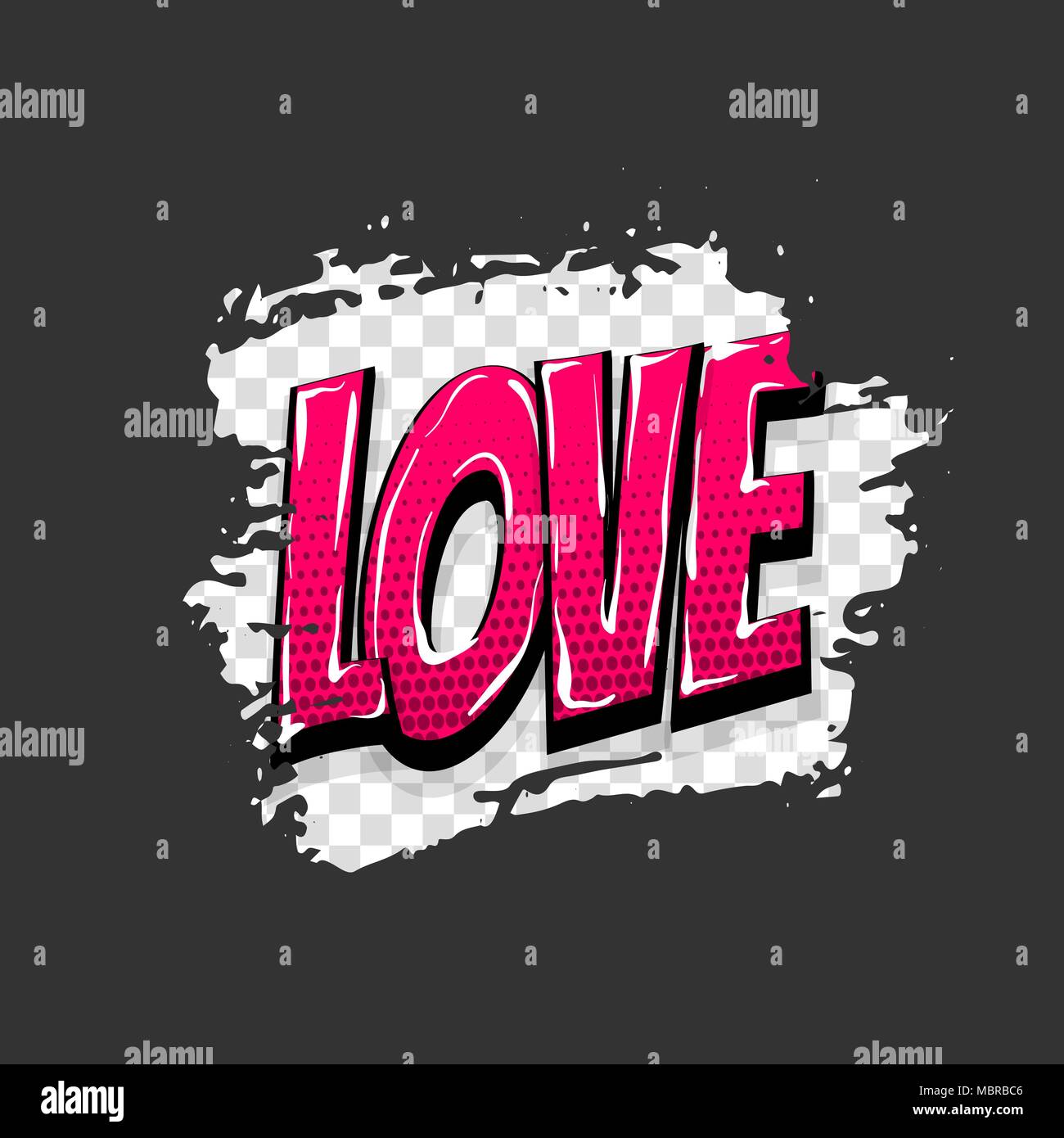 Comic Text pop art Grunge Brush liebe romantische Stock Vektor