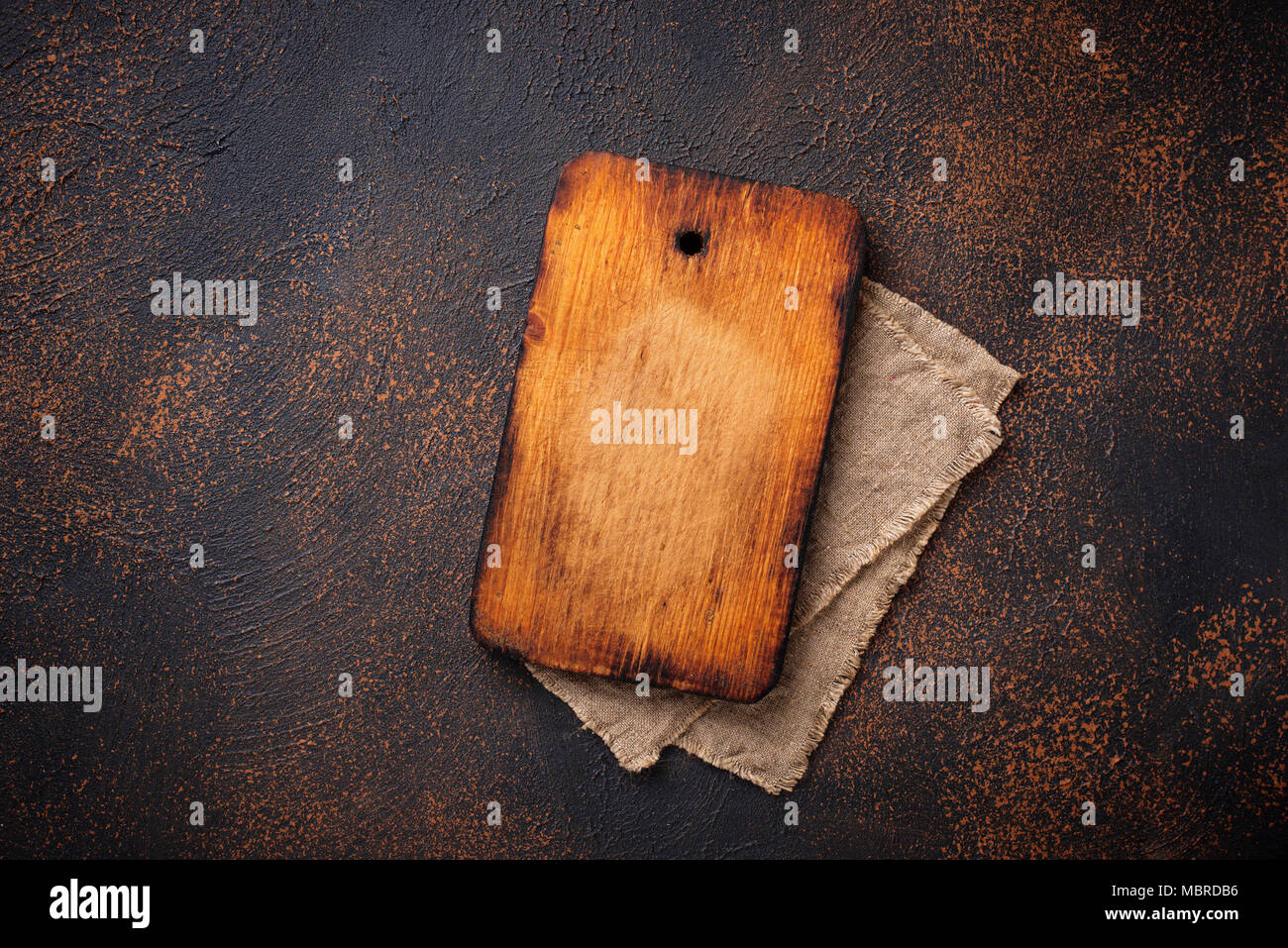 Leere vintage Holz Schneidebrett Stockfoto