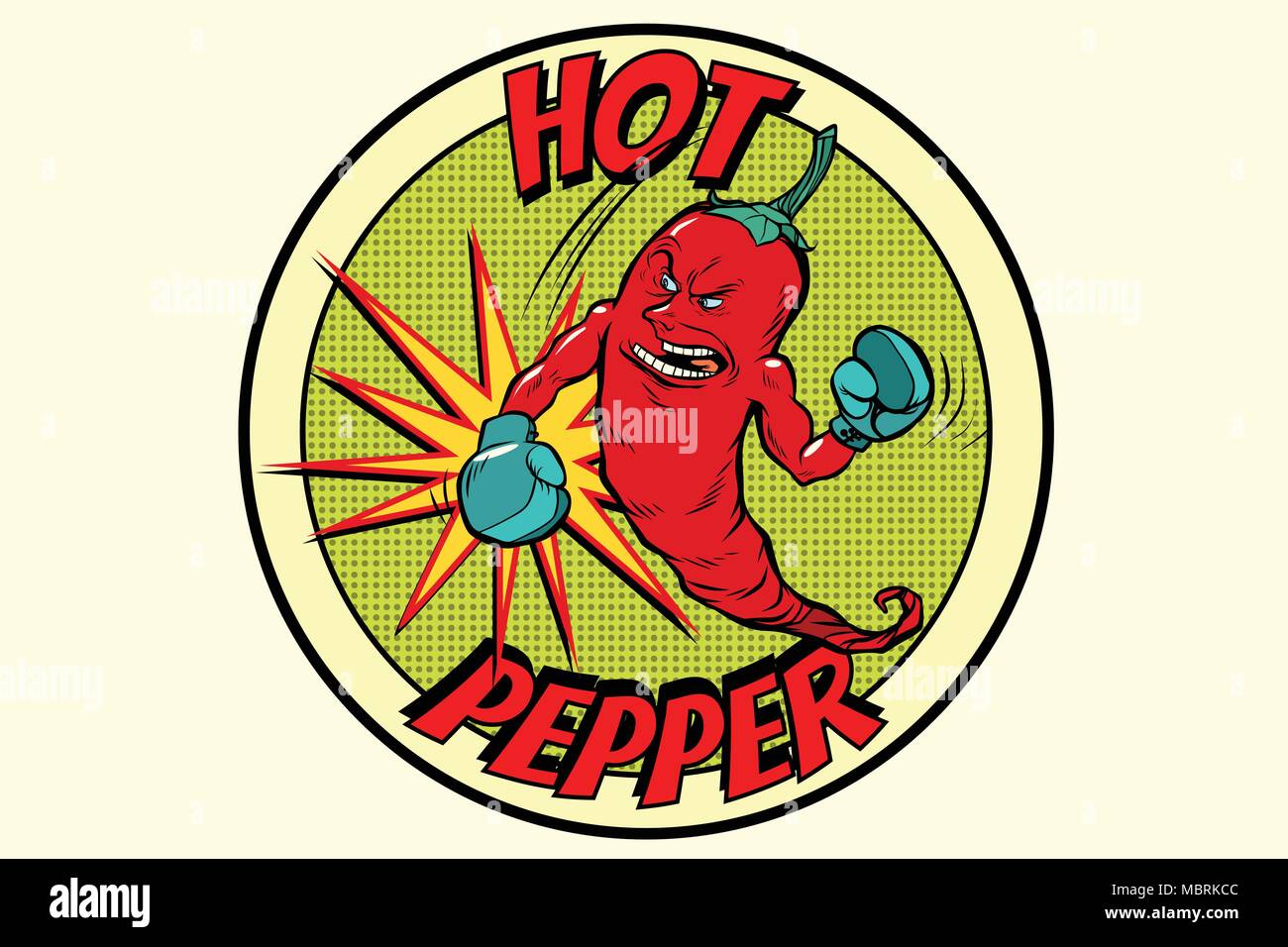 Emblem starke Red Pepper, würzigen Geschmack Stock Vektor
