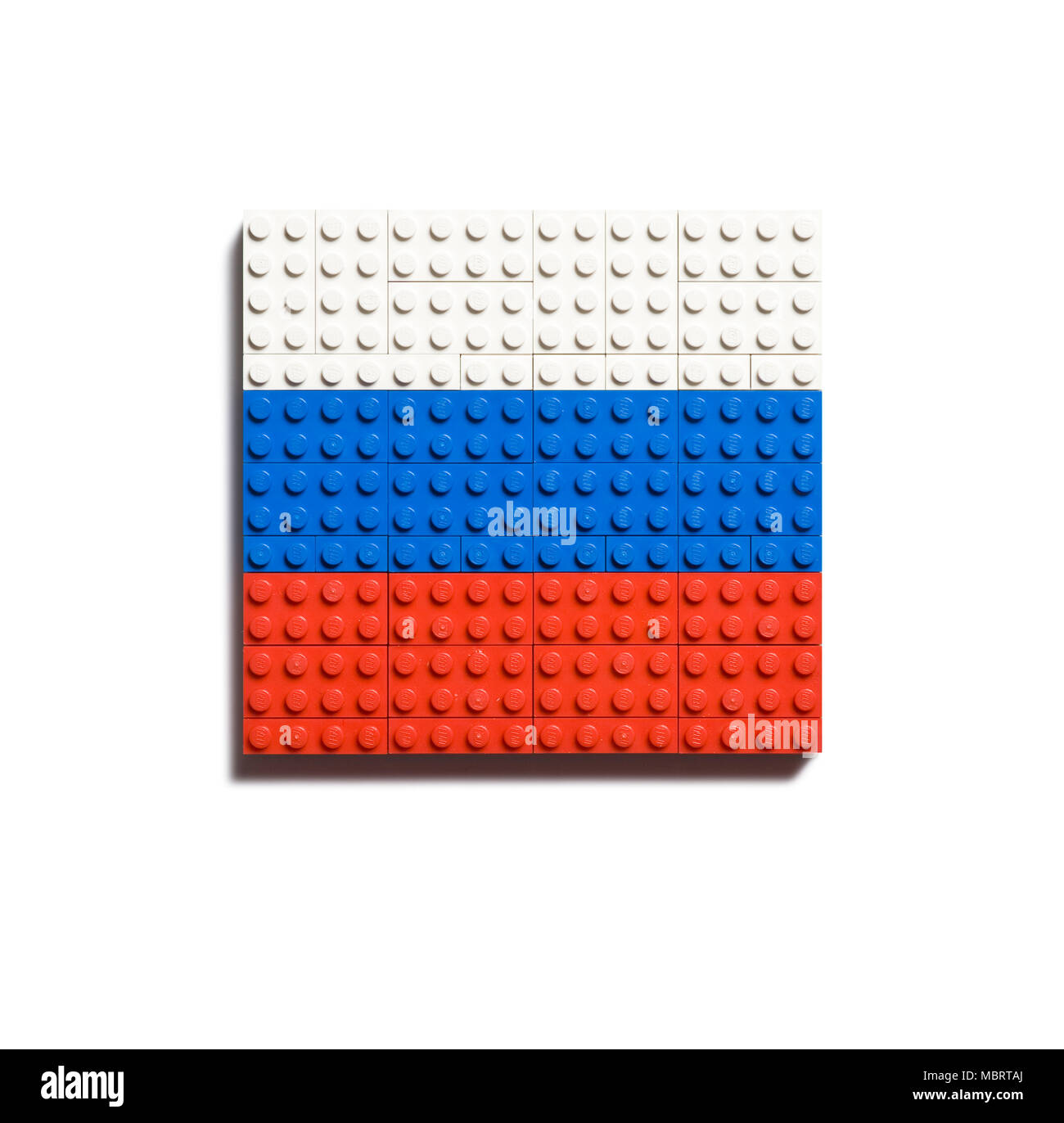 Die russische Flagge von Lego hergestellt Stockfoto