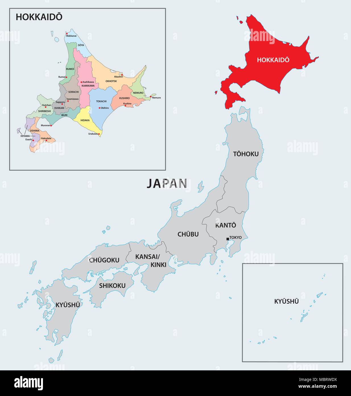 Japan hokkaido Karte Alamy