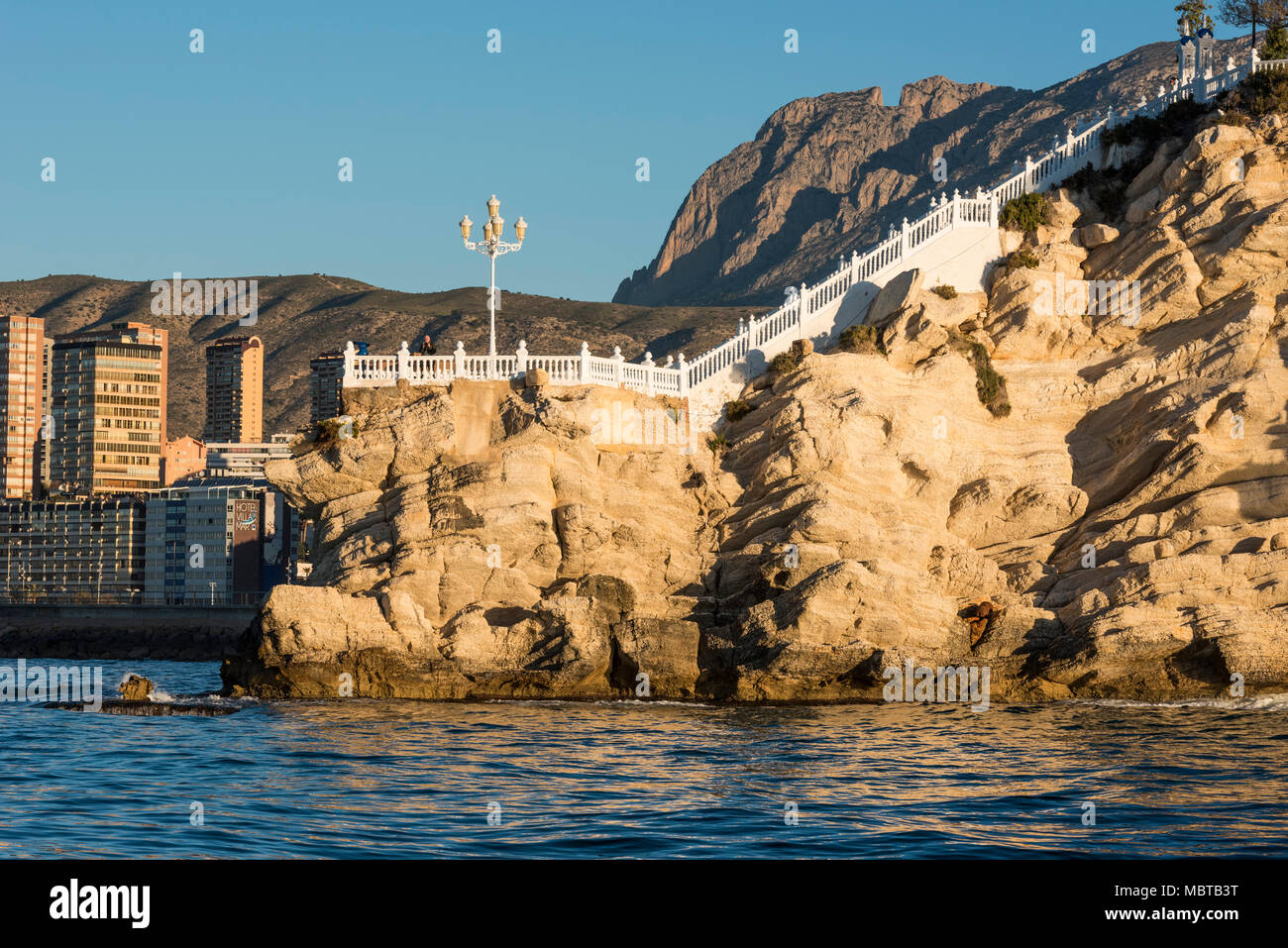 Mirador del Castillo, mediterrane Aussichtspunkt in Benidorm, Costa Blanca, Provinz Alicante, Spanien Stockfoto