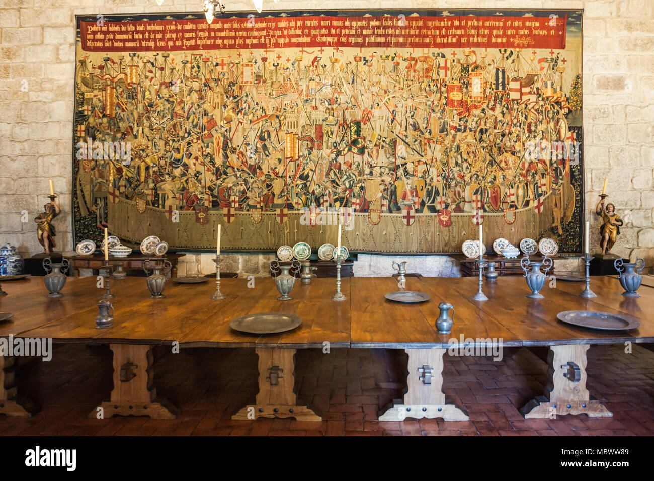 GUIMARAES, PORTUGAL - 11. Juli: Im Palast der Duques von Braganza am 11. Juli 2014 in Guimaraes, Portugal Stockfoto